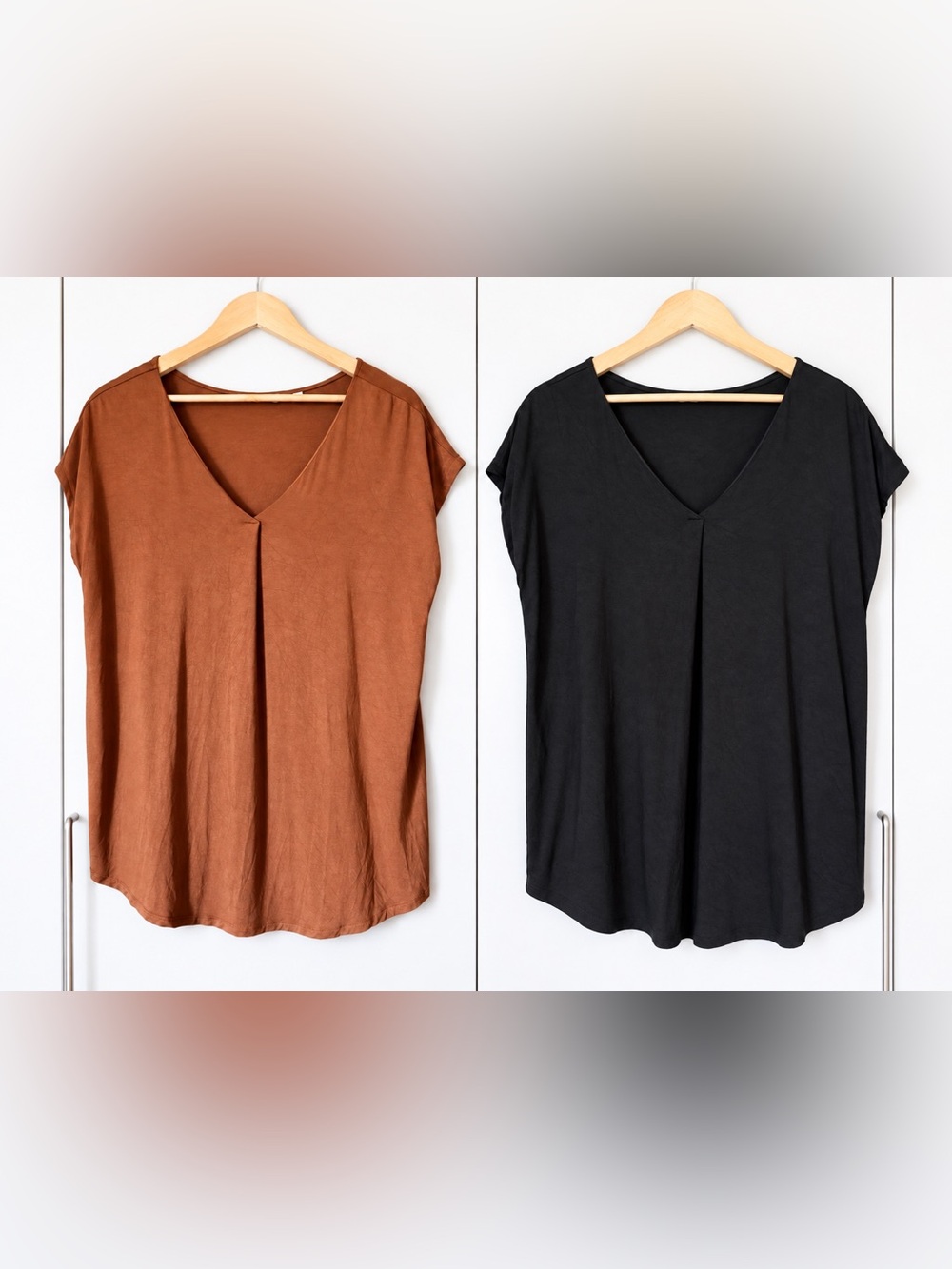 Reitmans V-Neck Tunic Top Bundle Black & Rust Brown Size L